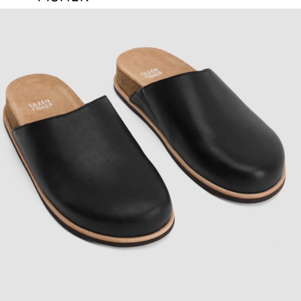 🐬 Eileen Fisher Bios Black Leather Mule 8.5 M - Picture 13 of 13